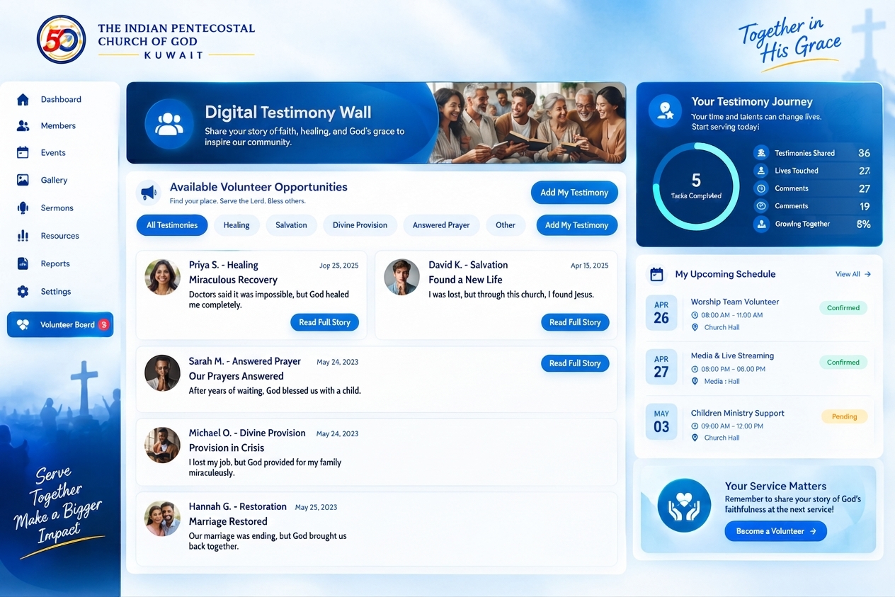 Digital Faith & Miracle Testimony Wall